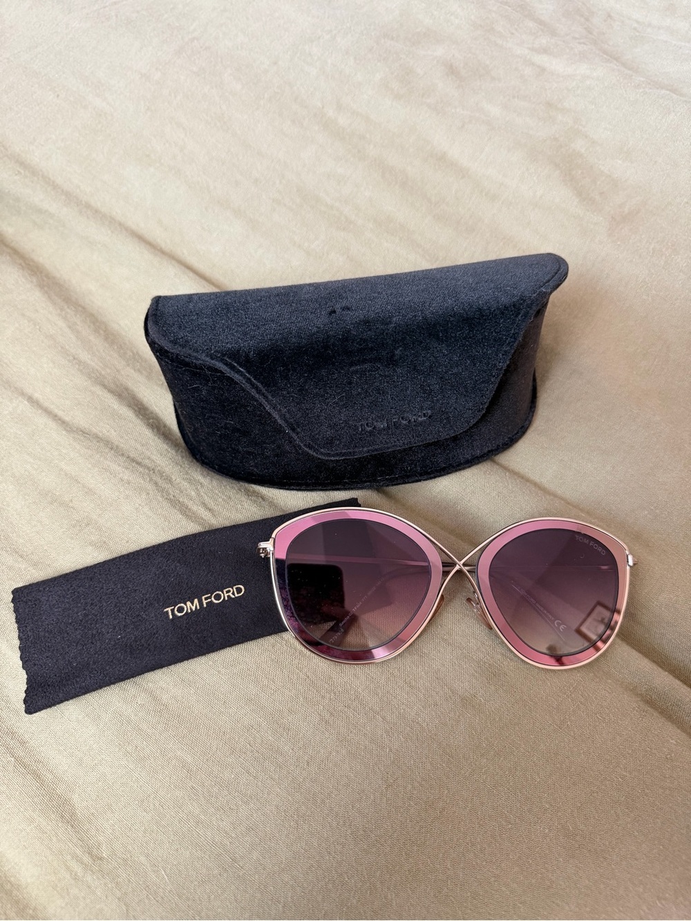 Tom Ford Pink Gradient Cat-Eye Sunglasses with Silver Accents